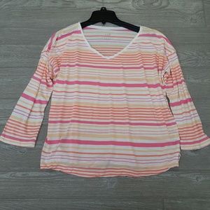 3 for $20 J Jill womens pink stripe V neck blouse
